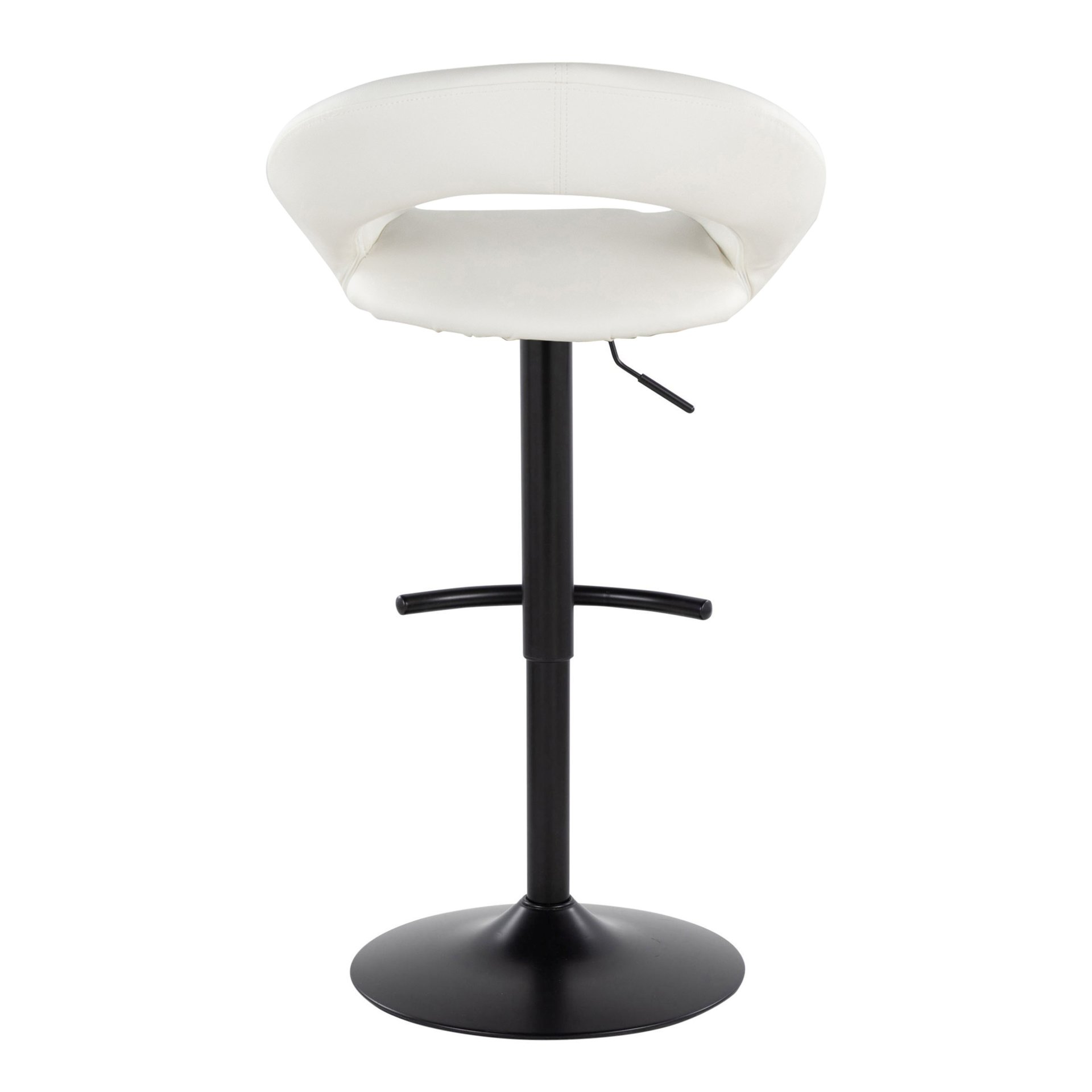 Posh - Contemporary Adjustable Barstool With Swivel With Rounded T Footrest (Set of 2) - Black / White - Image 5