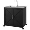 Outdoor Movable Kitchen Sink Patio Modular Kitchen Sink Station With Cabinet For Garden, Patio, Backyard - Matte Black - Image 13