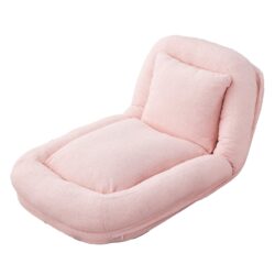Modern Plush Folding Sofa Chair With 5 Adjustable Positions Teddy For Gaming And Relaxation - Pink Epu