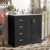 36" Bathroom Vanity With Sink, Soft Close Doors, Adjustable Shelf & 3 Drawers - Black - Image 5