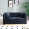 Contemporary Vertical Channel Tufted Sofa Loveseat Modern Upholstered Couch For Living Room With 2 Pillows - Black - Image 2