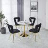 Modern Chair With Golden Iron Tube Legs - Black Soft Cushions And Comfortable Backrest, Suitable For Dining Room, Living Room, Cafe, Hairball Back (Set of 2) - Black - Image 8