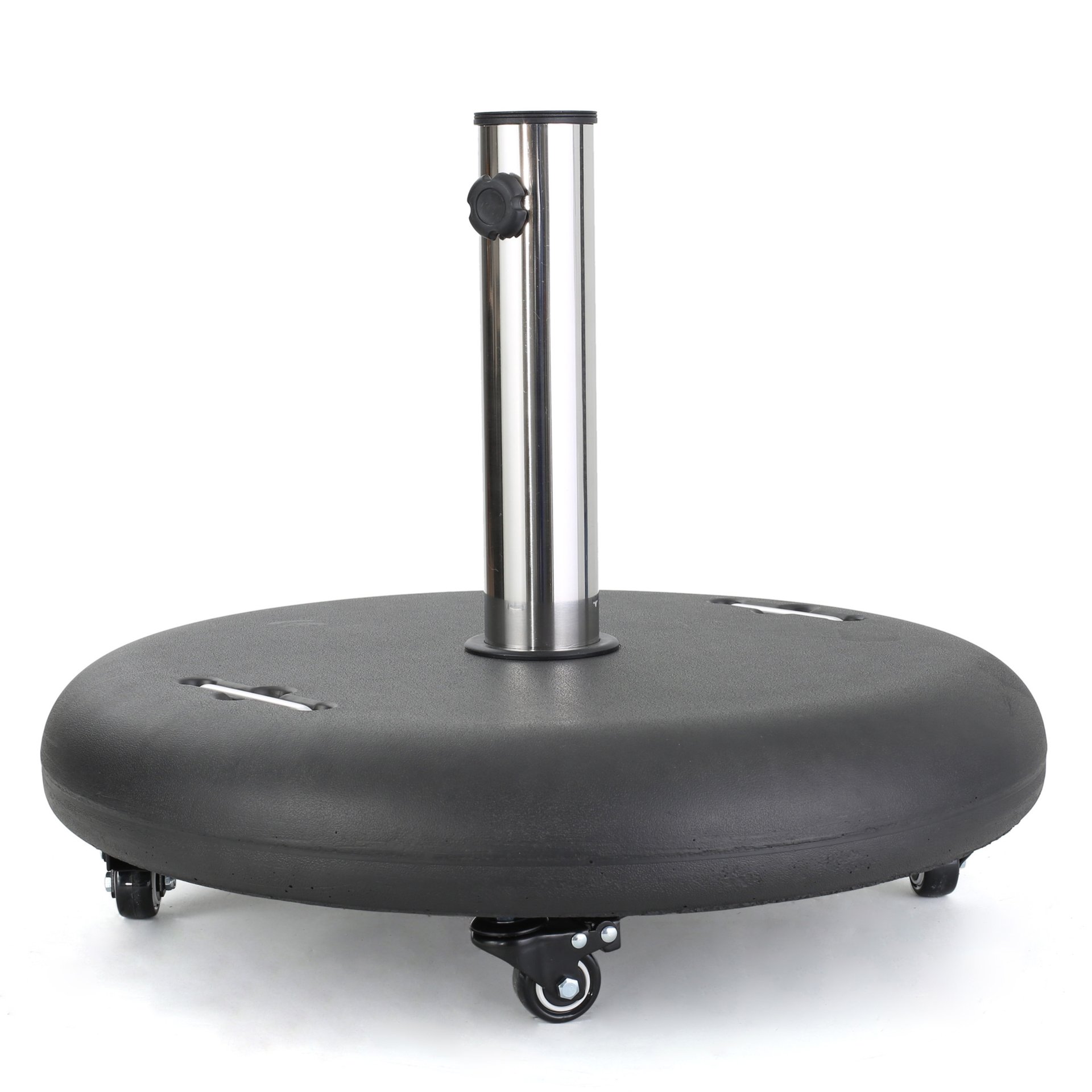Wheelie - Modern Round Umbrella Base With Stainless Steel Holder - Black - Image 7