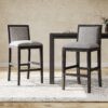 Bar Stools (Set of 2), Rubber Wood Frame, Retro Bar Chairs Suitable For Kitchen Island - Black / Gray - Image 2