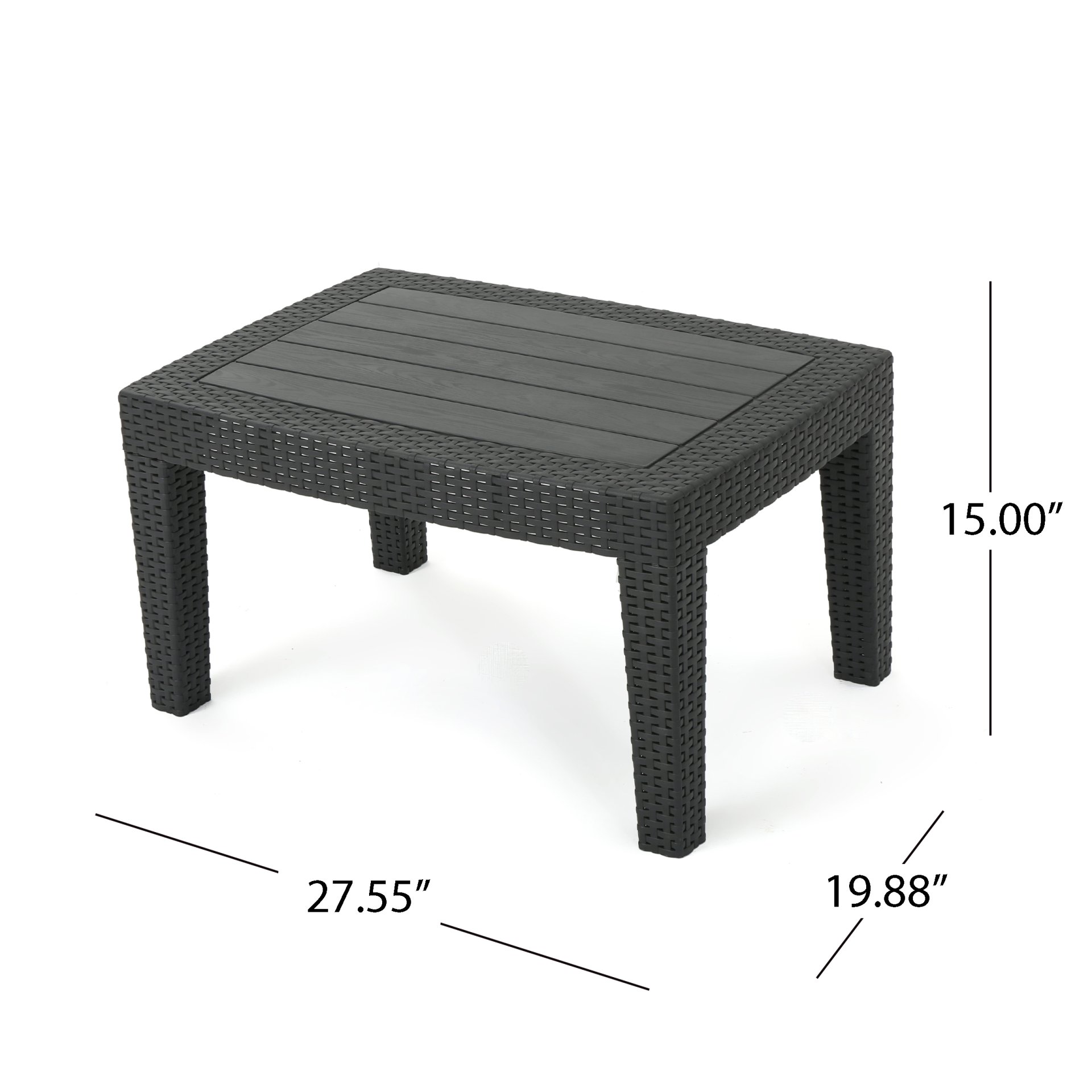 Zephyra - Outdoor 4 Piece Faux Wicker Rattan Chat Set With Water Resistant Cushions - Gray - Image 4