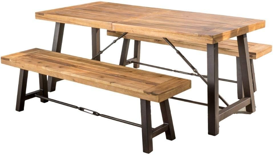 Catriona - 3 Piece Wood Outdoor Dining Set - Teak - Image 10