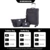 3 Piece Set (18/Travelbag/Toiletry Bag), Softshell Suitcase Spinner Wheels Terylene Polyester Luggage Sets Carry On Suitcase Luggage Lightweight Durable Suitcase - Black - Image 3