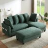 Upholstered Sectional Sofa With Movable Ottoman And Storage - Green - Image 14