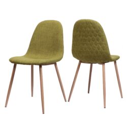 Elegant Dining Chair (Set of 2) -Green / Light Walnut