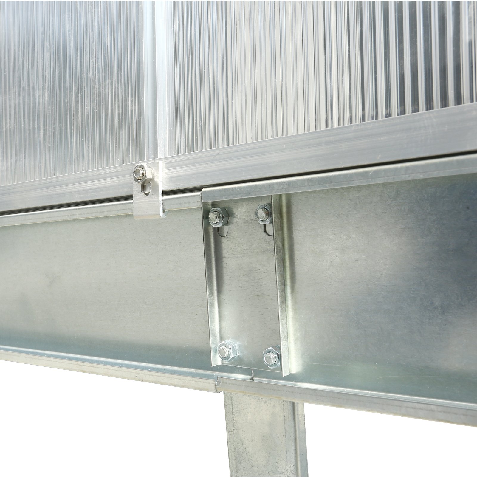 6.3'x10.2'x7' Polycarbonate Greenhouse, Heavy Duty Outdoor Aluminum Walk-In Green House Kit With Rain Gutter, Vent And Door For Backyard Garden - Aluminium - Image 15