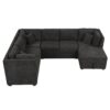 U-Shaped Sectional Sofa Pull Out Sofa Bed With Two USB Ports, Two Power Sockets, Three Back Pillows And A Storage Chaise For Living Room - Black - Image 10