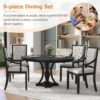 5 Piece Dining Set Retro Extendable Round Table And 4 Chairs For Kitchen Dining Room - Black - Image 5