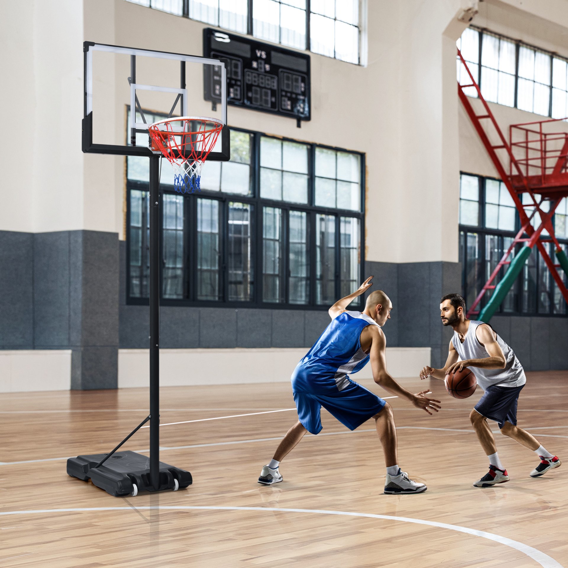 Portable Basketball Hoop Basketball System 4.76-10Ft Height Adjustable For Youth Adults LED Basketball Hoop Lights, Colorful Lights, Waterproof, Super Bright To Play At Night Outdoors, Good Gift For Kid - Black - Image 4