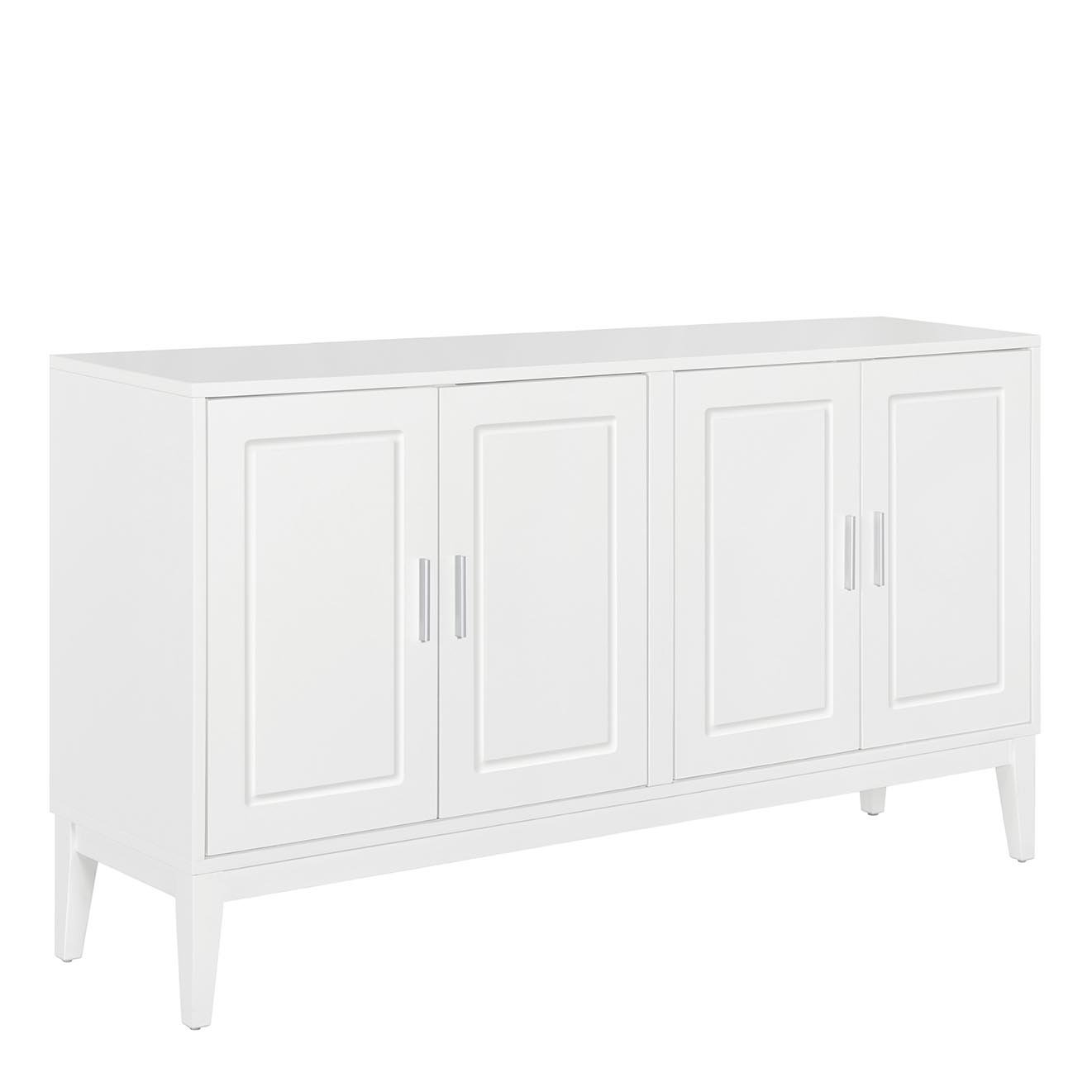 4 Door Sideboard Storage Cabinet With Door Shelf For Living Room And Dining Room, 2 Large Cabinets With Adjustable Shelf - White - Image 17