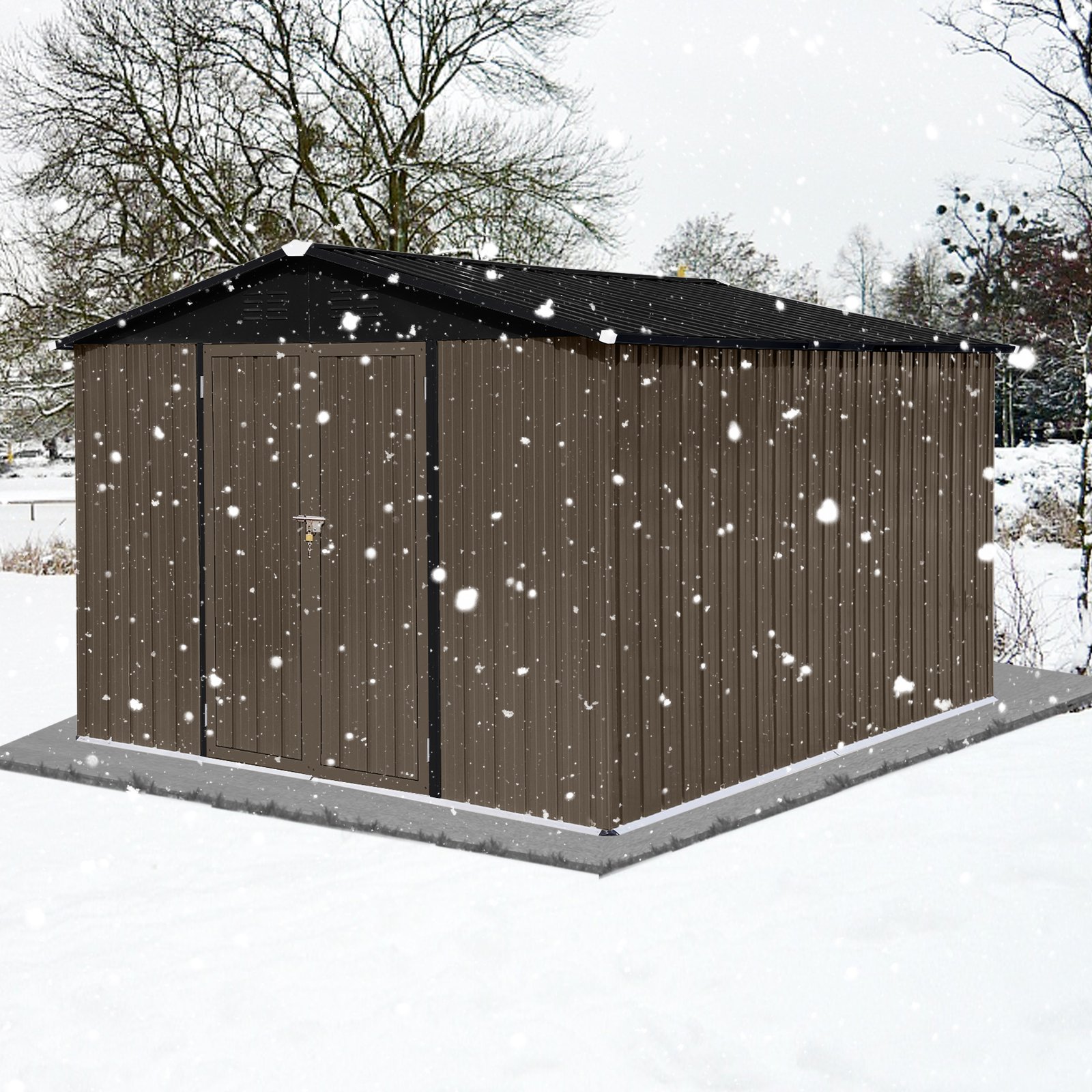 10'X8' Garden Sheds Outdoor Storage Sheds - Brown / Black - Image 5