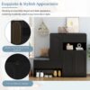 Elegant 2 In 1 Shoe Cabinets With Soft Cushion Versatile Shoe Rack Organizer With Adjustable Shelves For Hallway, Living Room - Black - Image 9