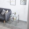Modern 2 Piece Side Table With Storage Shelf, Tempered Glass, Space Saving Design - Clear - Image 4