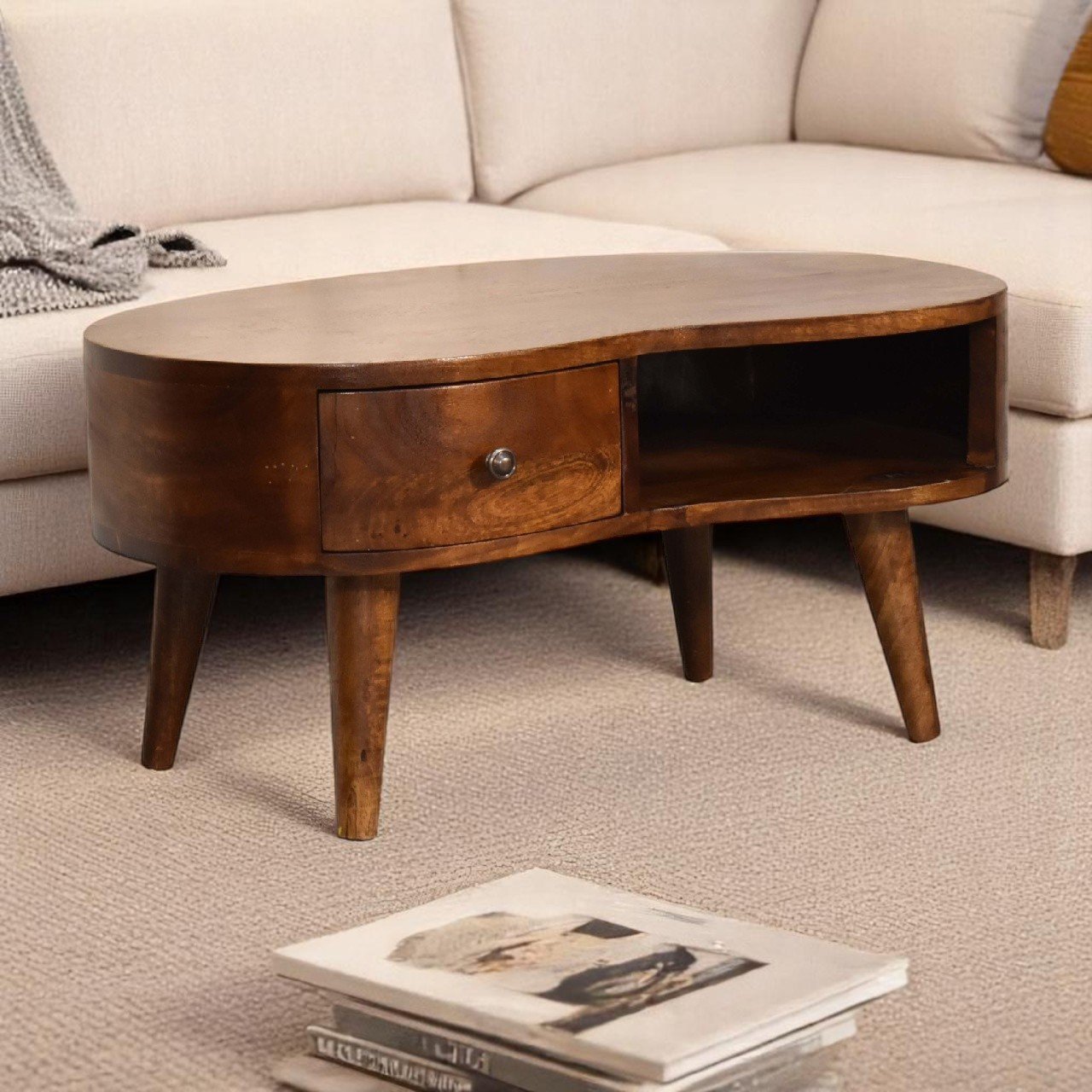 Mini Chesnut Wave Coffee Table - Chestnut - Image 11