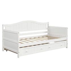 Twin Daybed With Trundle, Sofa Bed For Bedroom Living Room - White