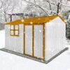 10'x8' Garden Sheds Outdoor Storage Sheds With Window - White / Yellow - Image 5