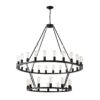 Extra Large Wagon Wheel Chandelier, 2 Tier 36 Lights (No Include) Farmhouse Industrial Round High Ceiling Pendant Light Adjustable Chain, For Dining Room, Living Room, Kitchen - Black - Image 15