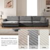 Oversized Corduroy Sectional Sofa, L Shaped Cloud Couch With USB Charging Port, Cup Holder, Deep Seat Sofa Bed With Chaise, Comfy Indoor Furniture - Gray - Image 16