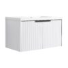 Contemporary Wall Mounted Bathroom Vanity With Resin Sink & Soft Close Doors - White - Image 11