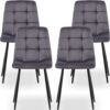 Mid Century Gray Velvet Dining Chairs For Kitchen Living Room Dining Chair (Set of 4) - Gray - Image 5