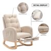 Accent Rocking Chair With Footrest High Back Rubber Wood Rocking Legs Bedroom Living Space - Beige - Image 7