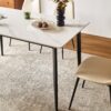 Mid Century Modern Dining Table Round White Sintered Stone Top Heavy Duty Metal Legs Waterproof Surface For Kitchen Dining Room Or Office Furniture - White / Black - Image 10