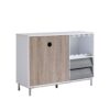 Wooden Display Rack, Cabinet With Drawer, Holds 6 Wine Glass - White / Dark Taupe - Image 3