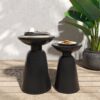 Serenita - Outdoor Iron Side Tables With Flared Design, (Set of 2) - Black - Image 9