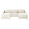 Elegant 3 Seater Sofa With Movable Ottomans And Lumbar Pillow - Beige - Image 20