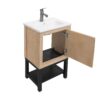 Modern Freestanding Bathroom Vanity With Ceramic Sink, Hot And Cold Faucet, 1 Door Cabinet & Open Iron Shelf, Magnesium Oxide And Iron Frame - Natural - Image 13