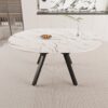 Modern Extendable Circular Dining Table With Top And Metal Legs For 4 - 6 Persons - White - Image 6