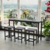 Modern Design Long Dining Table Set With 3 Stools - Gray - Image 4