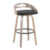 Cassis - Mid-Century Modern Fixed Height Barstool With Swivel With Round Footrest (Set of 2) - Light Gray / Black - Image 2