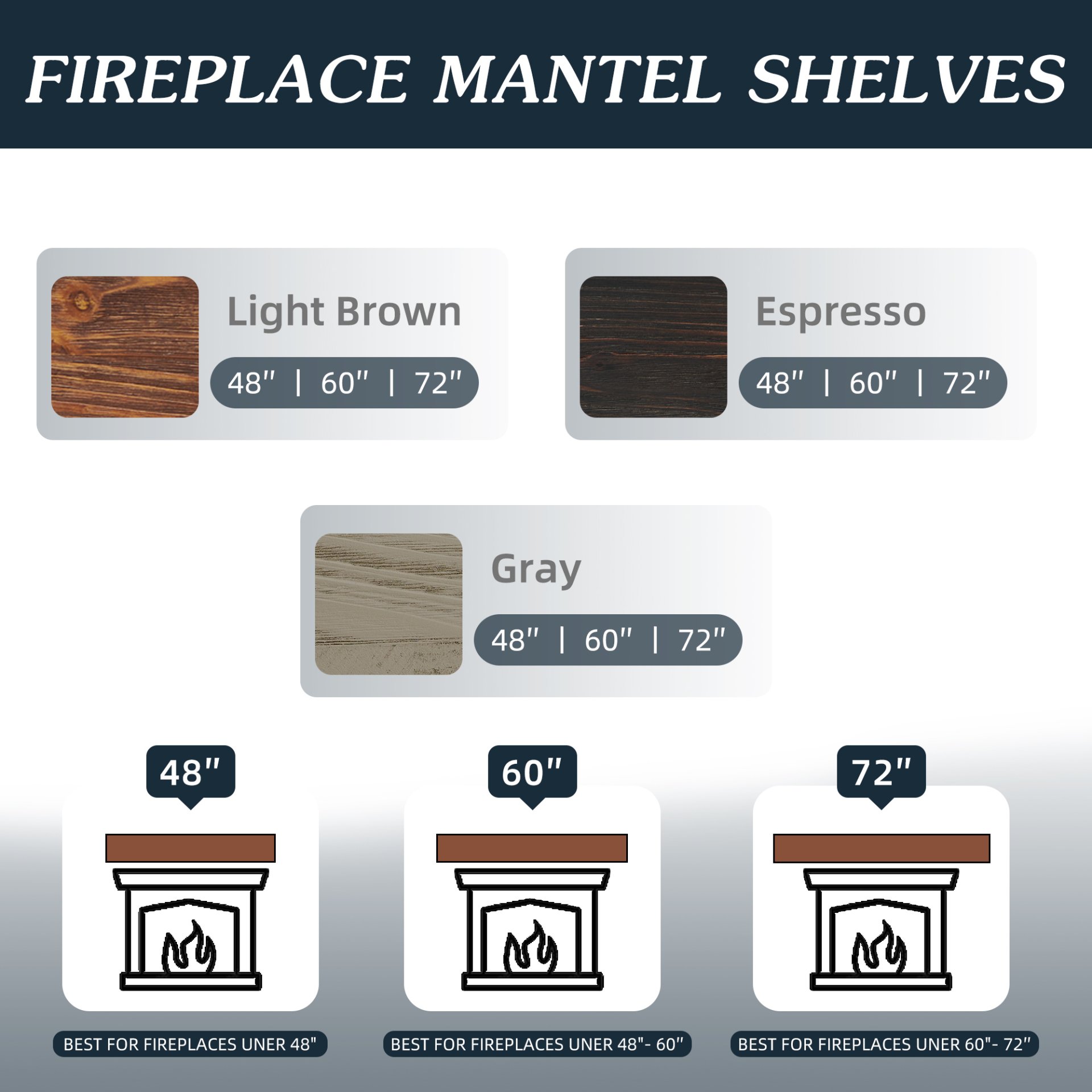 48" Rustic Wood Fireplace Mantel, Wall-Mounted & Floating Shelf For Home Decor - Dark Brown - Image 5