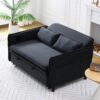 Modern Fabric Multi Functional Sofa Bed With Adjustable Armrests And Backrests Letter Striped Design Frame - Black - Image 5