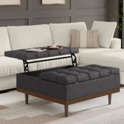 Mariah - Lift Top Table Storage Ottoman - Gray