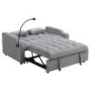 Modern Velvet Loveseat Futon Sofa Couch With Pullout Bed, Adjustable Backrest, Toss Pillows - Light Gray - Image 7