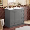 36" Shaker Free Standing Bathroom Vanity Cabinet With Sink, Soft Close Drawers, Soft Close Doors - Gray - Image 5