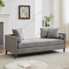 Chenille Upholstered Chaise Lounge With Nailheads And Rubberwood Legs, Wide Sleeper Sofa With 4 Throw Pillows & 2 Bolsters - Gray - Image 12