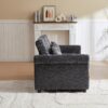 3 In 1 Loveseat Sofa Bed Chenille Fabric Pull Out Couch Sleeper Full Back Frame, Seat Frame, Armrests & 2 Pillows - Dark Gray - Image 16