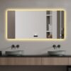 Frameless Bathroom Mirror With Light, LED Backlit, Tri Color Dimming, Anti Fog, Smart Sensor - Silver - Image 2