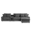 Sectional With Bluetooth Speakers L Shaped Couch With Console USB Charger, Cup Holders Storage Ottoman Deep And Wide Seat Cloud Sofa - Dark Gray - Image 2
