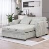 Pull Out Sofa Bed Modern Chenille Convertible Loveseat Sofa With Adjsutable Backrest, 2 Pillows, Cup Holders, USB Ports For Living Room, Apartment - White / Gray - Image 11