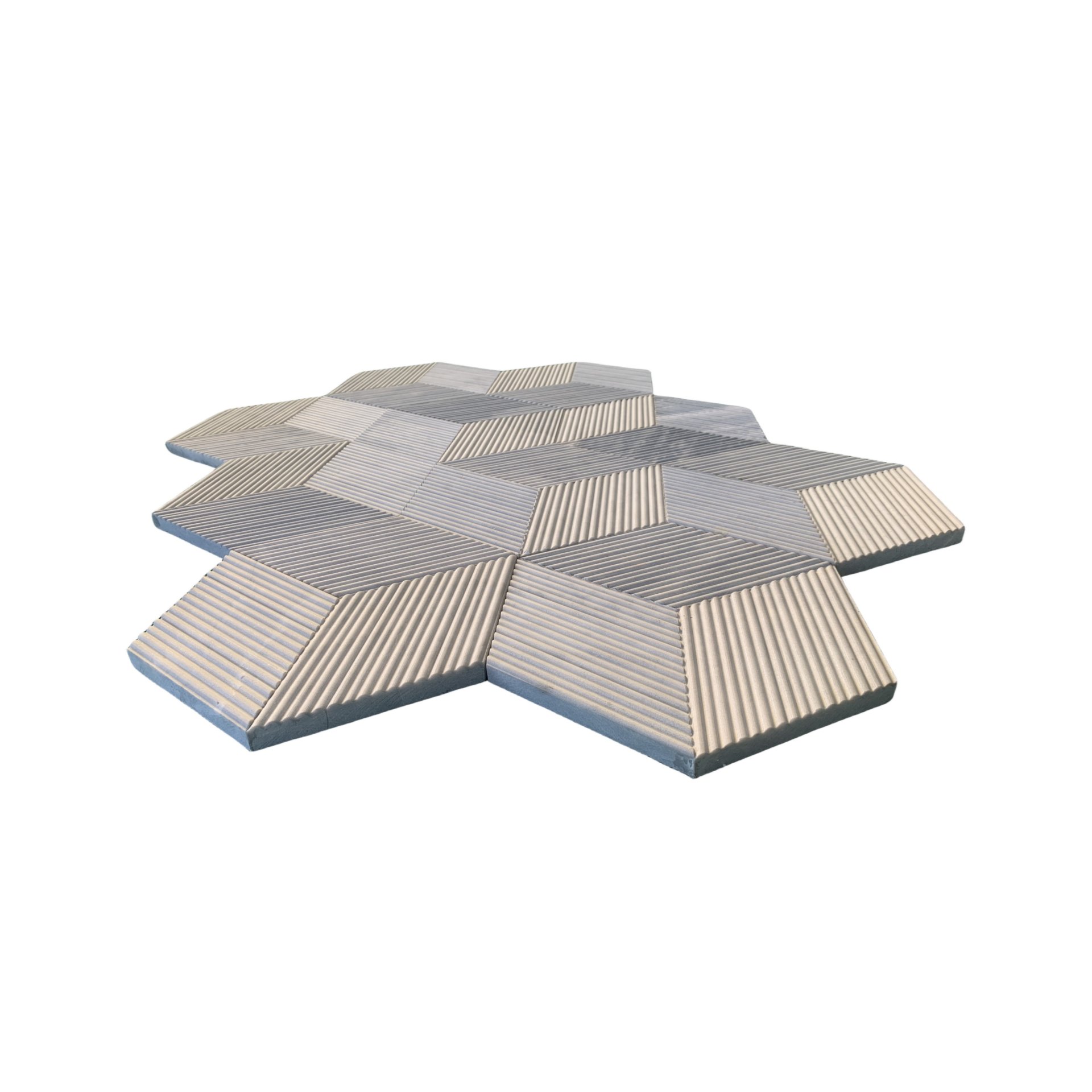 Hexagon Carrara Stone Marble Tile Ol Textured 3D Fluted (Set of 12) - Natural / Gray - Image 7