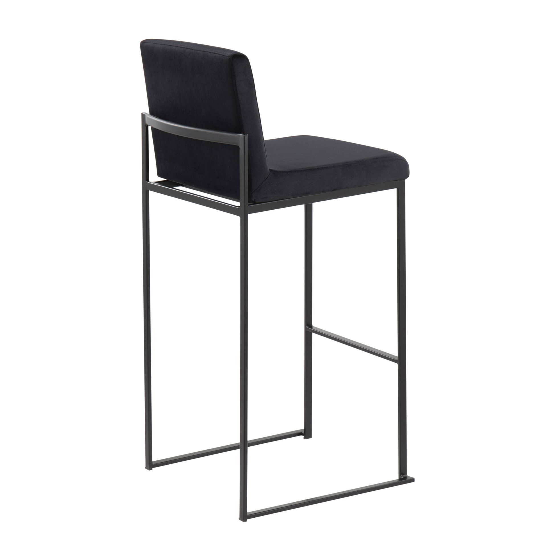 Fuji - Contemporary High Back Barstool (Set of 2) - Black - Fabric - Image 4