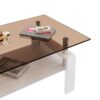 Modern Rectangular Coffee Table With Tempered Glass Top Layer, Table For Living Room - Brown / White - Image 8